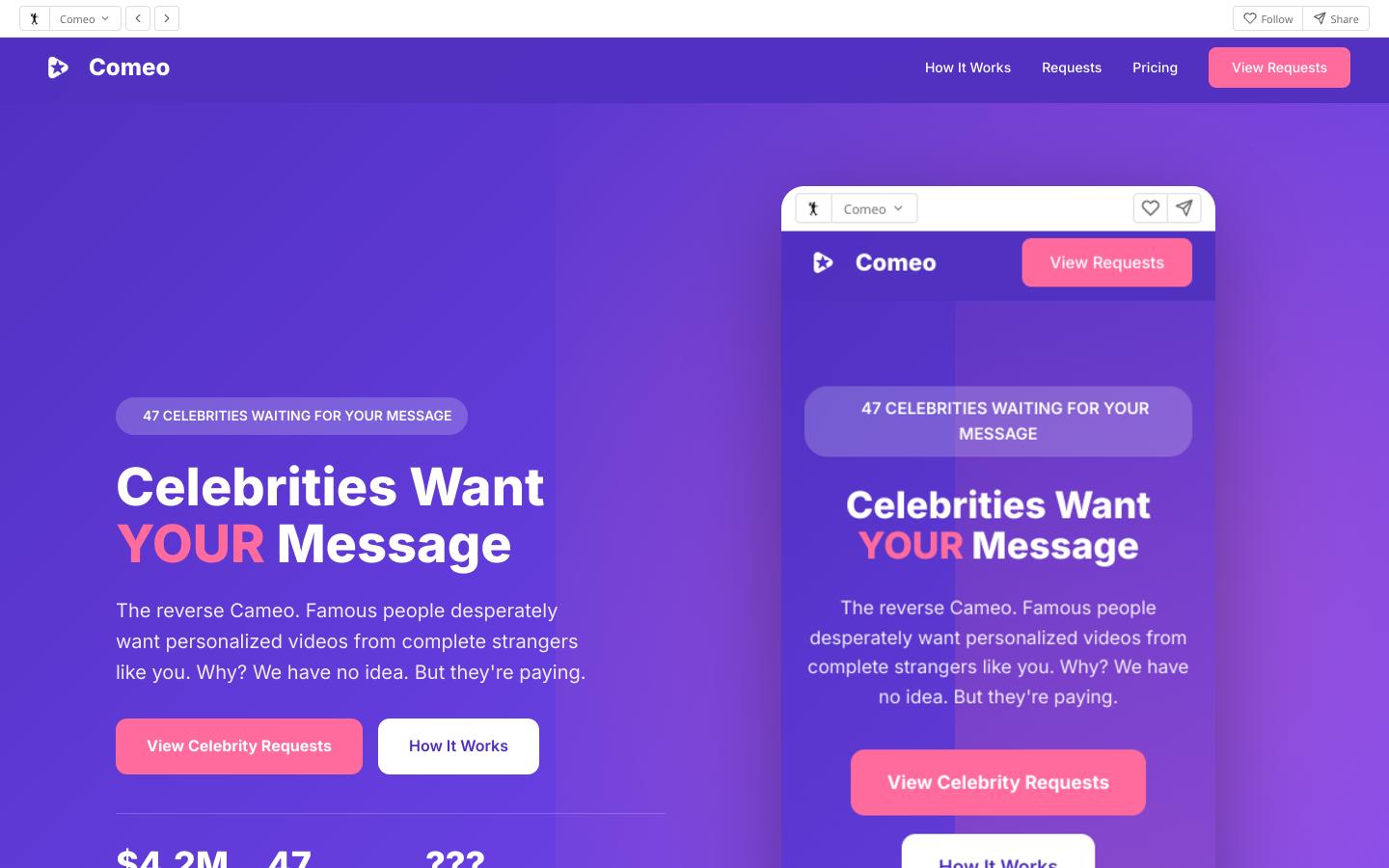 Comeo - Celebrities Request Messages From YOU