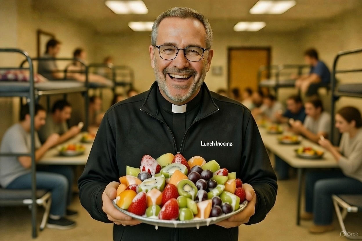 Pastor Roy serving food to the community